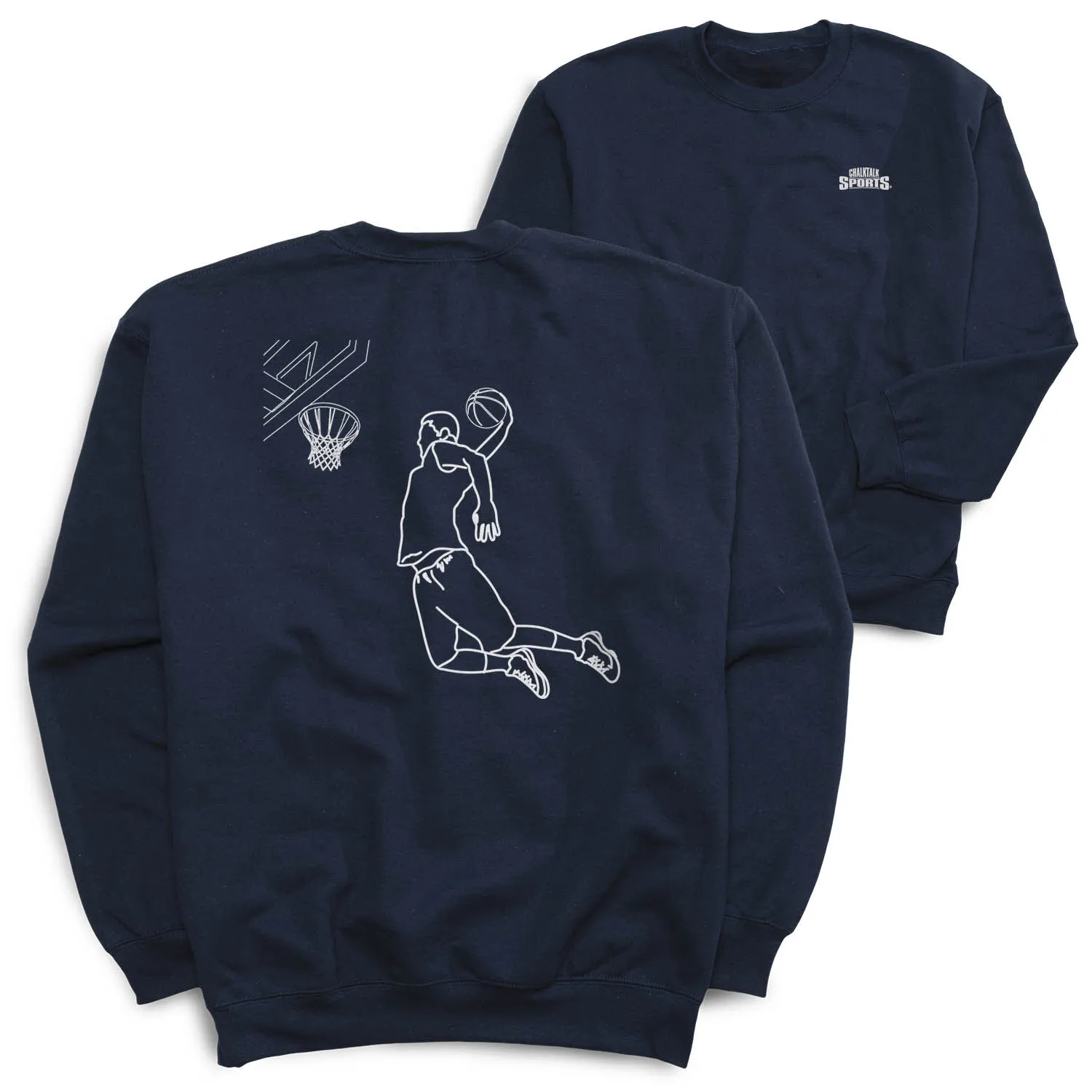 Basketball Crewneck Sweatshirt - Basketball Player Sketch (Back Design) 